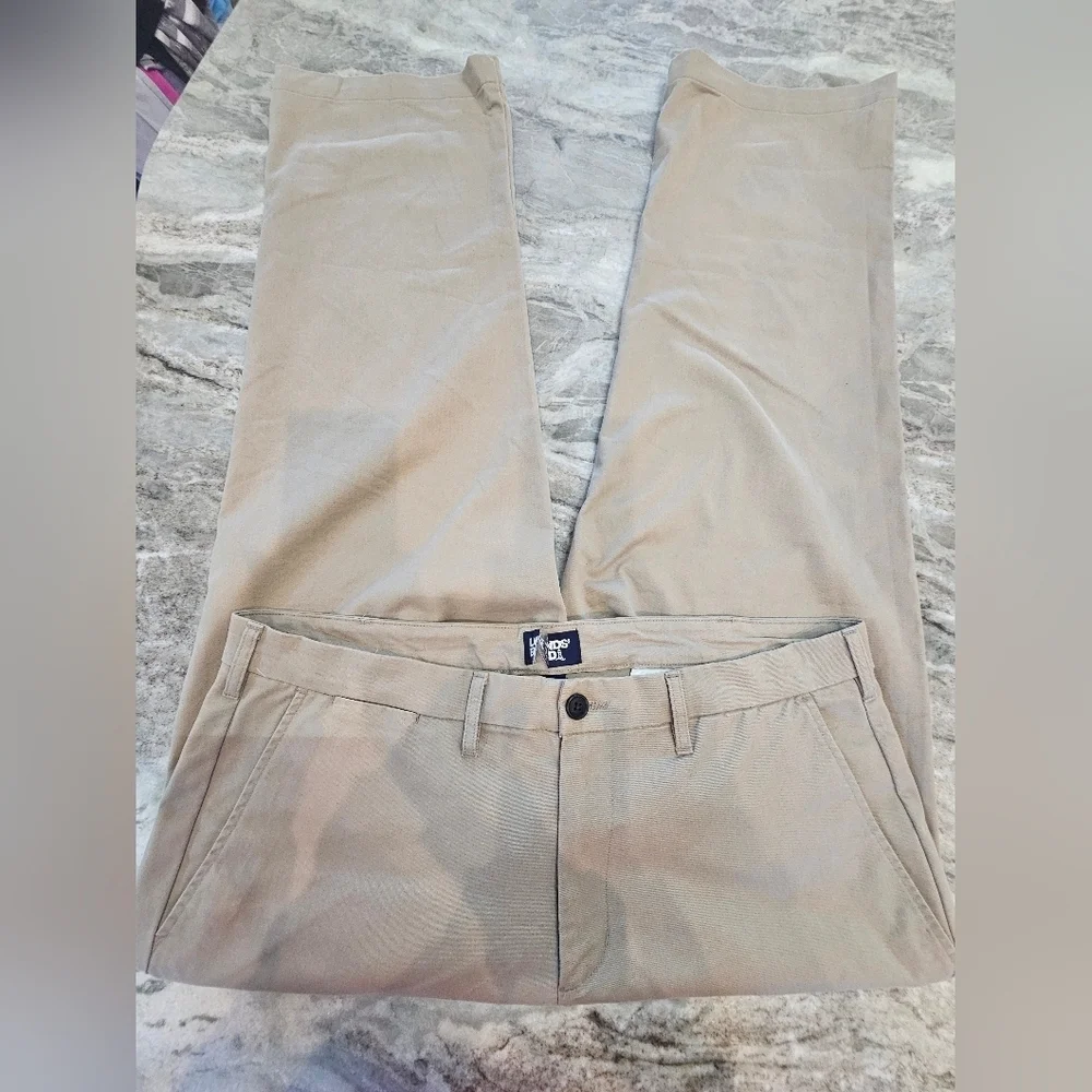 Lands’ End Men’s Chino Pants 38x30 Traditional Fit Khaki Cotton Twill